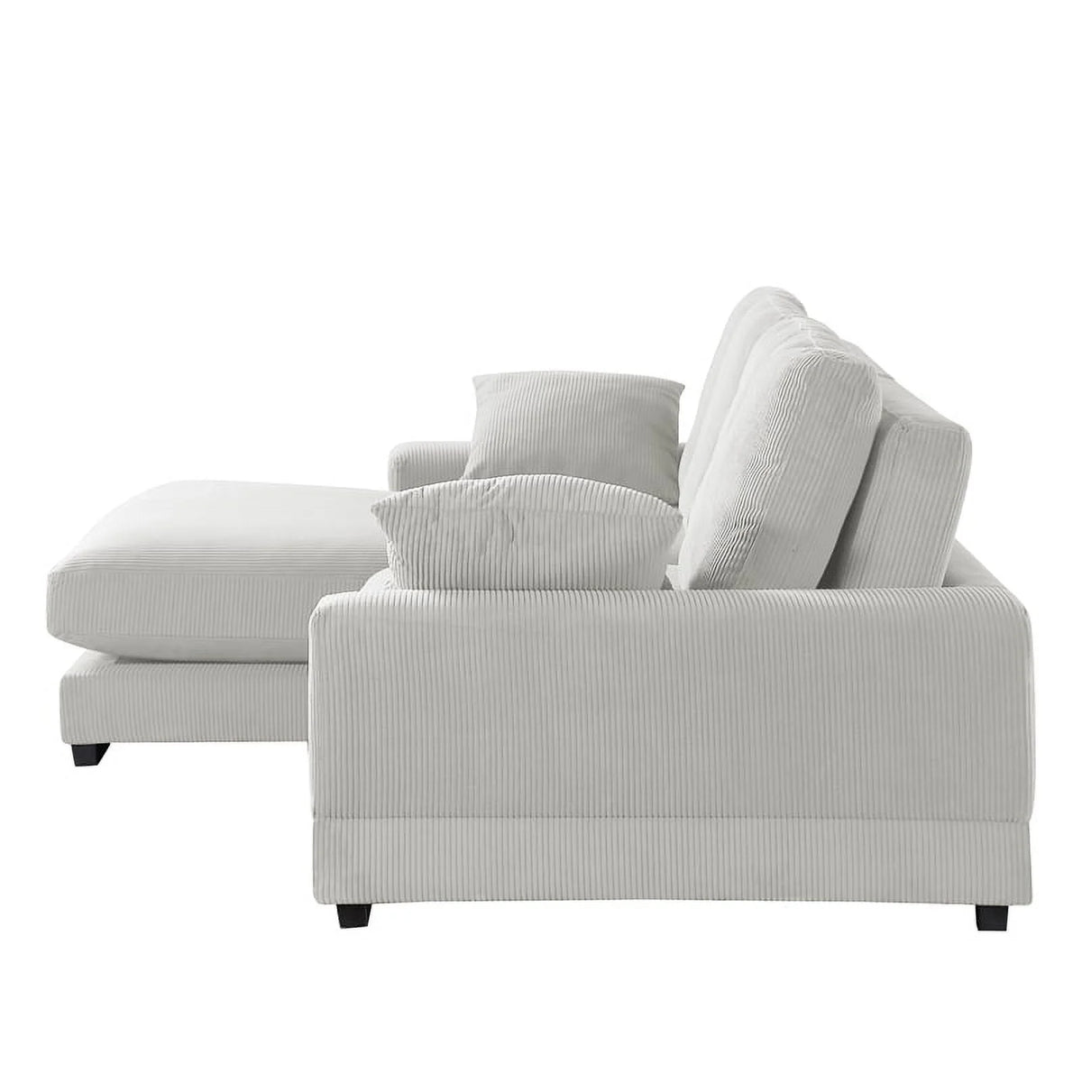 Cream Corduroy Convertible Sofa R53836