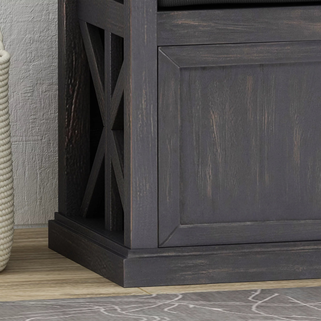 Acacia Wood Storage Bench with Cushion W438