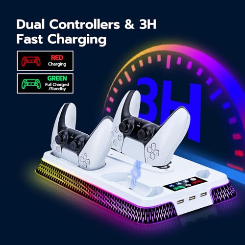 White Cooling Stand with Dual Controller Charging U72533