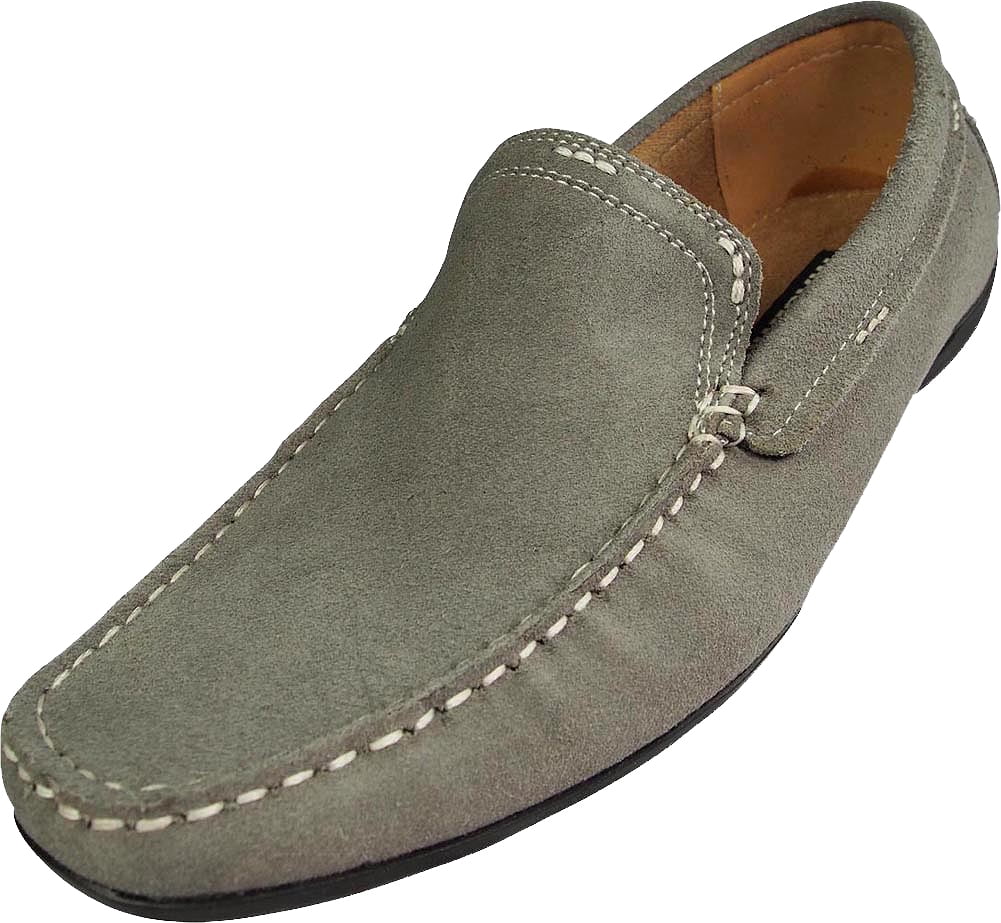 Leather Slip on Loafers Grey M5105