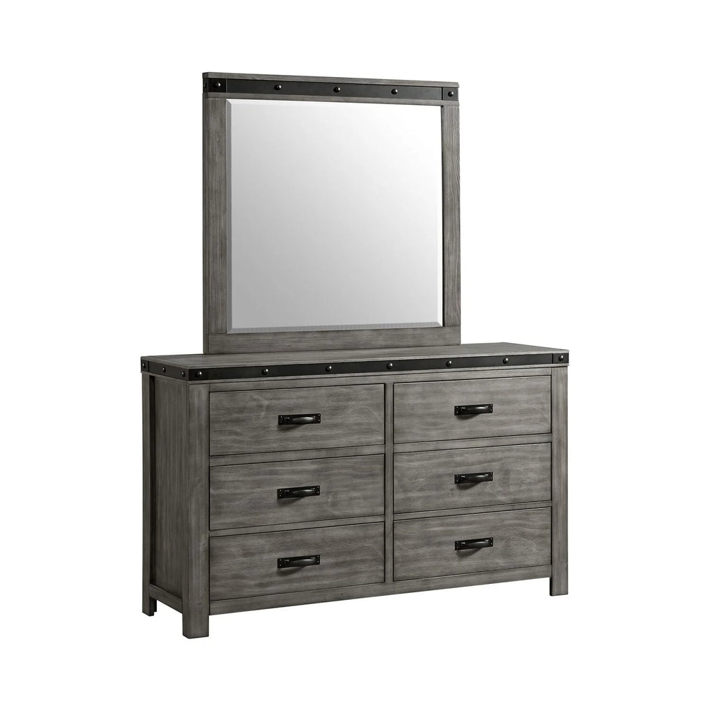 Gray 6-Drawer Wood Dresser & Mirror Set U22647