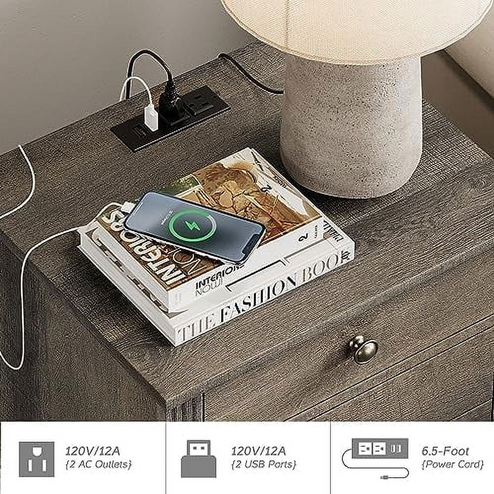 18 Inch End Table with 2 Drawers and Charging Station N6799