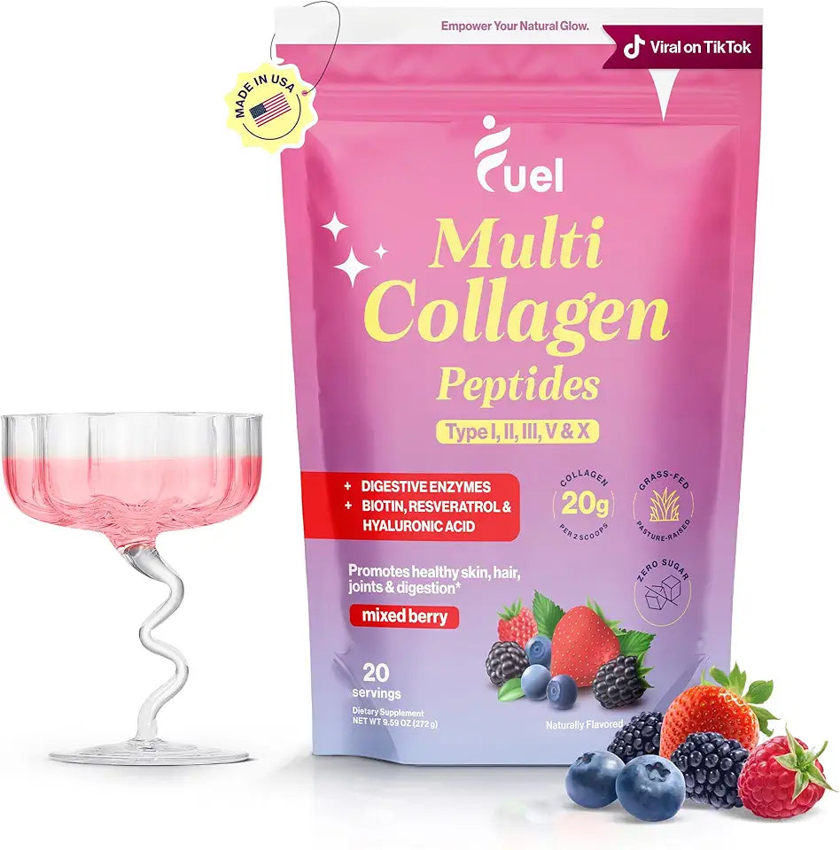 Multi Collagen Protein Powder with Hyaluronic Acid & Biotin, Mixed Berry A538