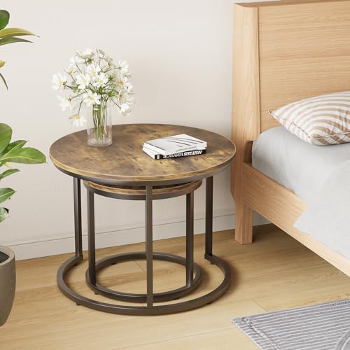 Set of 2 Round Wood Grain Coffee Table E357842