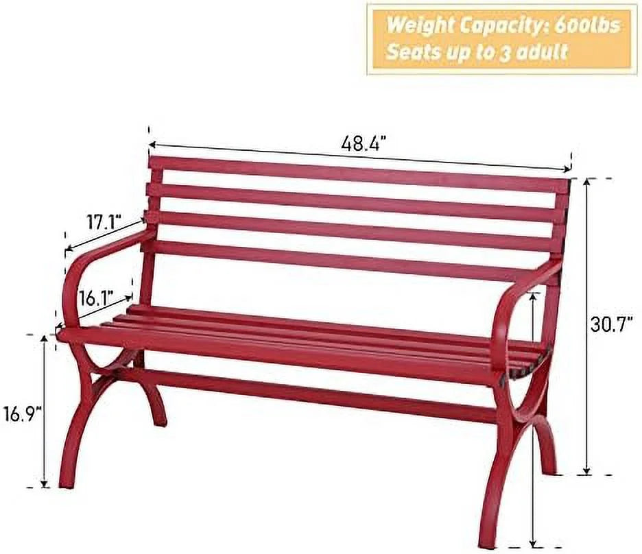 Outdoor Garden Patio Bench with Backrest and Armrest Black S49273