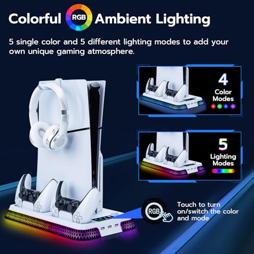White Cooling Stand with Dual Controller Charging U72533