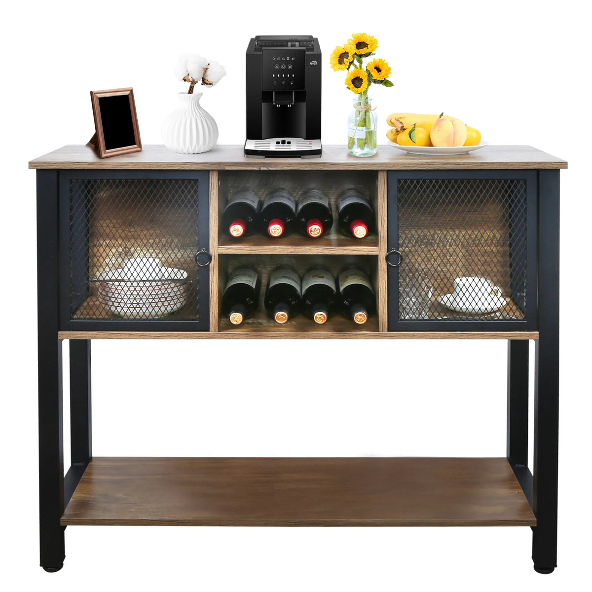 Brown Buffet Sideboard with Storage Shelves R119