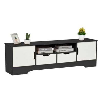 Black TV Stand with Drawer and Cabinet A7154
