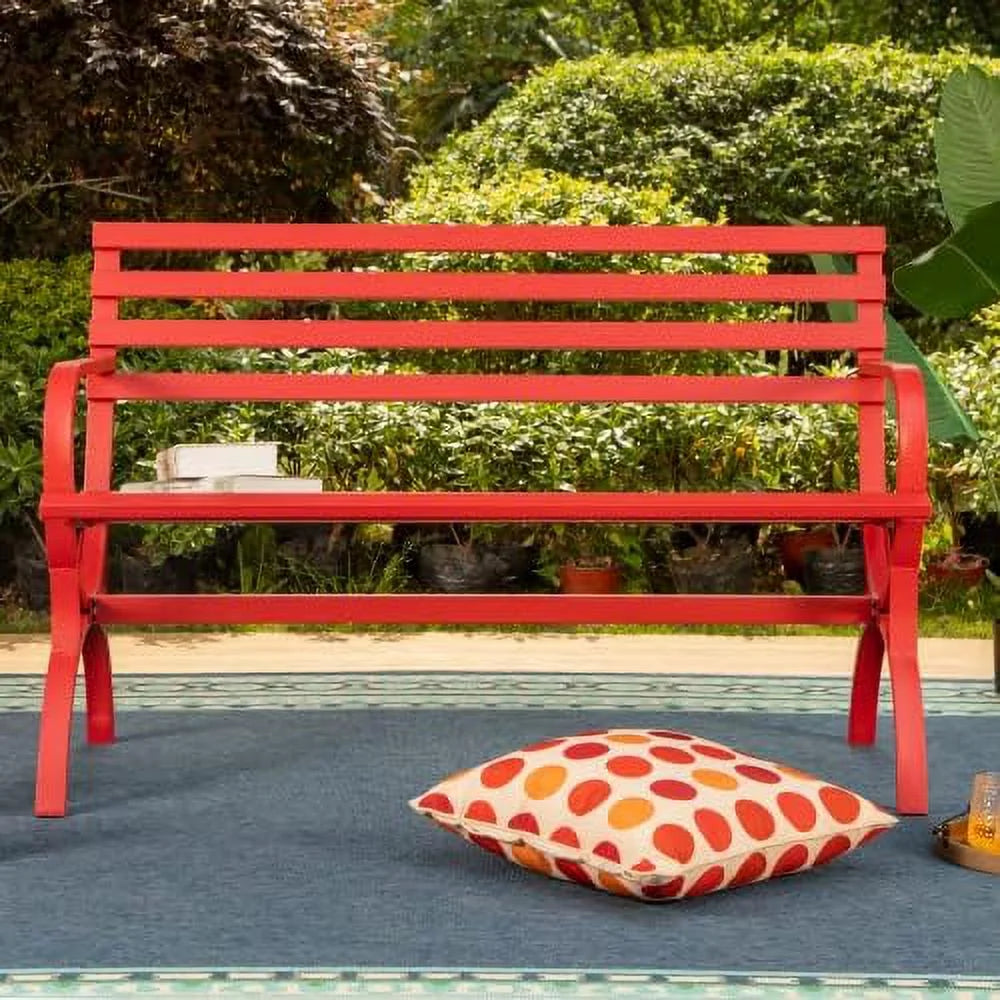 Outdoor Garden Patio Bench with Backrest and Armrest Black S49273