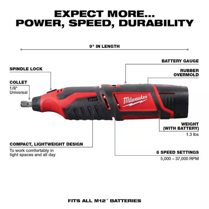 12V Cordless Rotary Tool with 3/8 in. Crown Stapler and 6.0 Ah Battery Pack H71210
