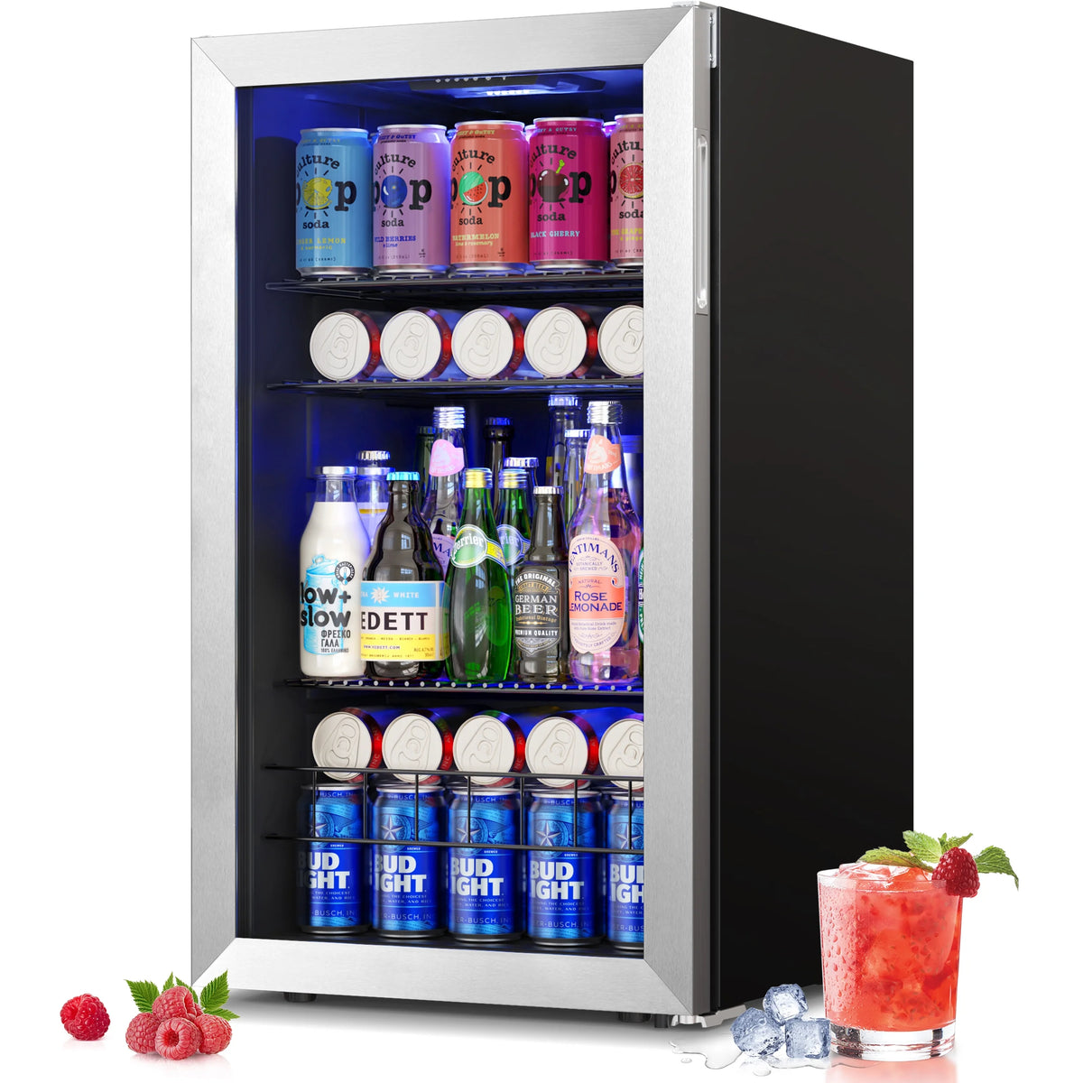 102-140 Can Freestanding Mini Drink Fridge with Glass Door M8233
