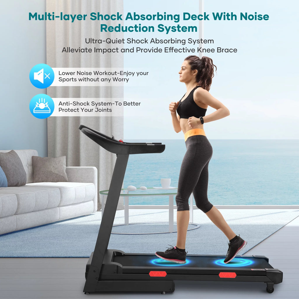 17 Wide Electric Folding Treadmill with Auto Incline T969