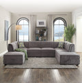 Gray Velvet Sectional Set N643