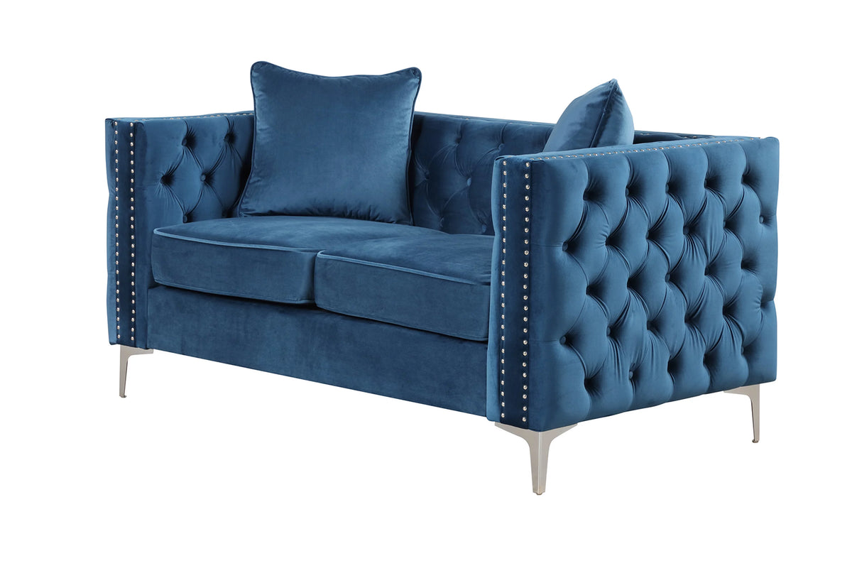 Blue Velvet 2 Pieces Sofa and Loveseat N966547