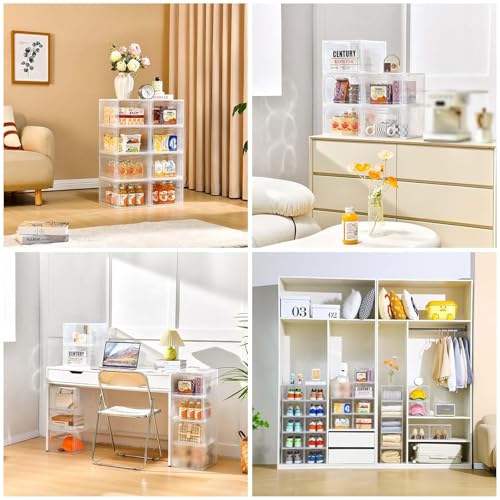 4-Tier Stackable Clear Plastic Storage Bins with Lid K23287