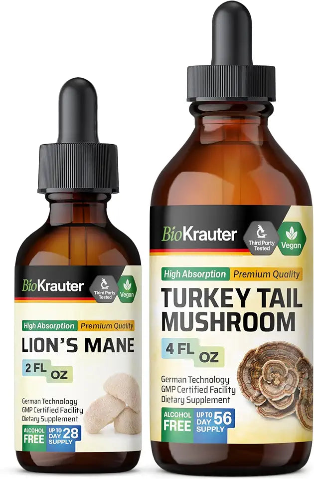 Lion's Mane & Turkey Tail Mushroom Tincture 2 Fl. Oz. & 4 Fl. Oz. U922241