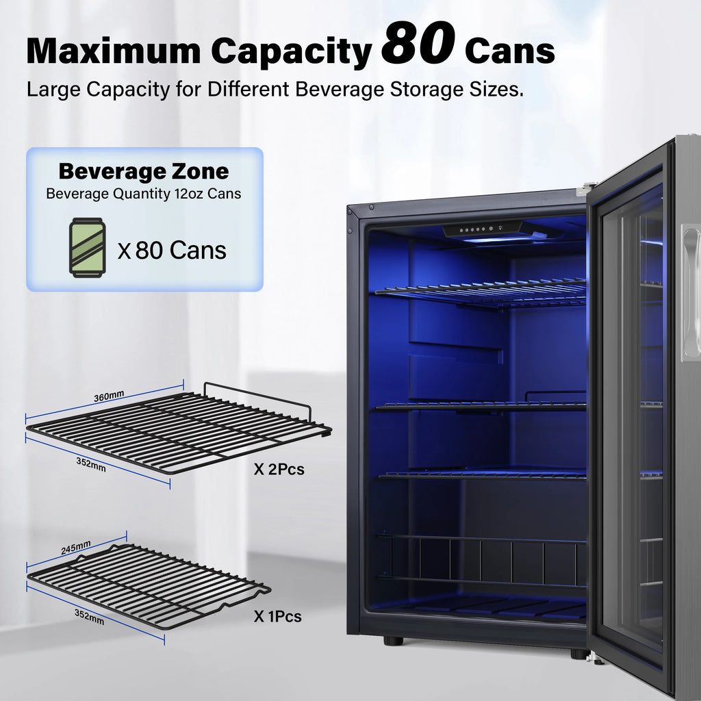 77-80 Can Mini Beverage Cooler with Glass Door F175481