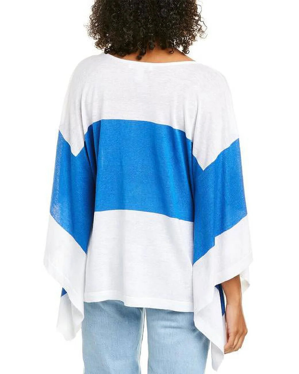 Linen-Blend Colorblock Poncho U335