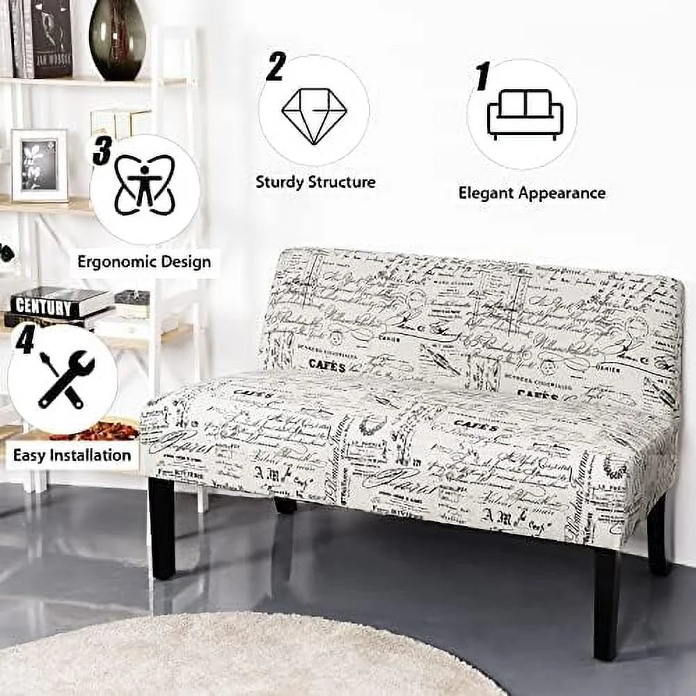 Armless Loveseat Sofa Fabric H4164