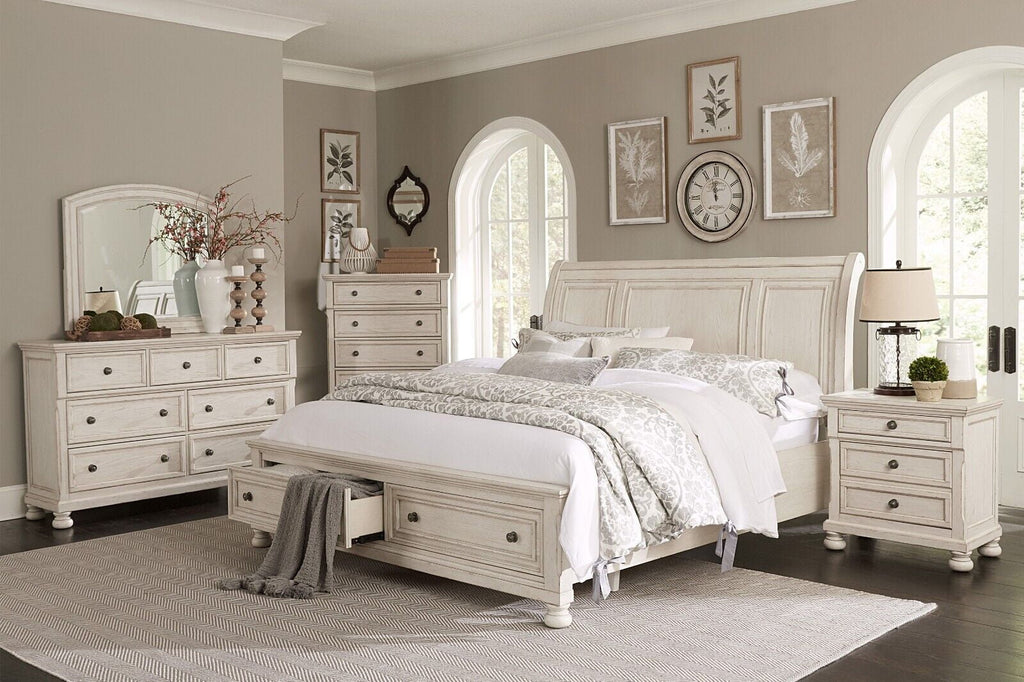White 6pc King Storage Bed Set M797952