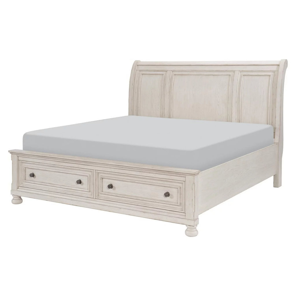 White California King 2 Drawer Sleigh Bed F4923