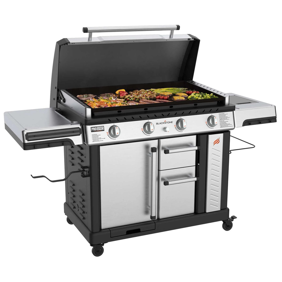 4-Burner Propane Griddle with Stainless Steel Cabinet and Hood W41452