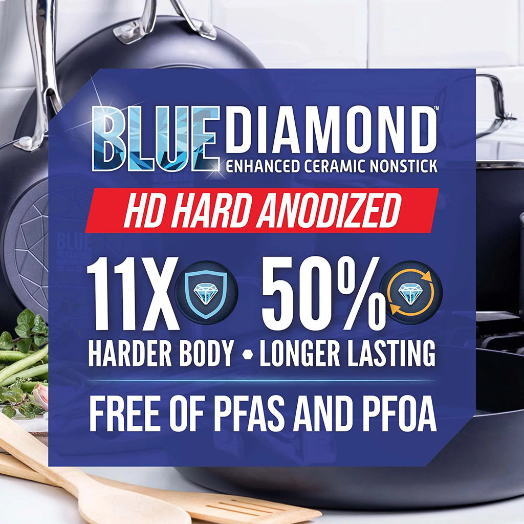 Blue Diamond Hard Anodized Ceramic Nonstick 10-Piece Cookware Set Y4716