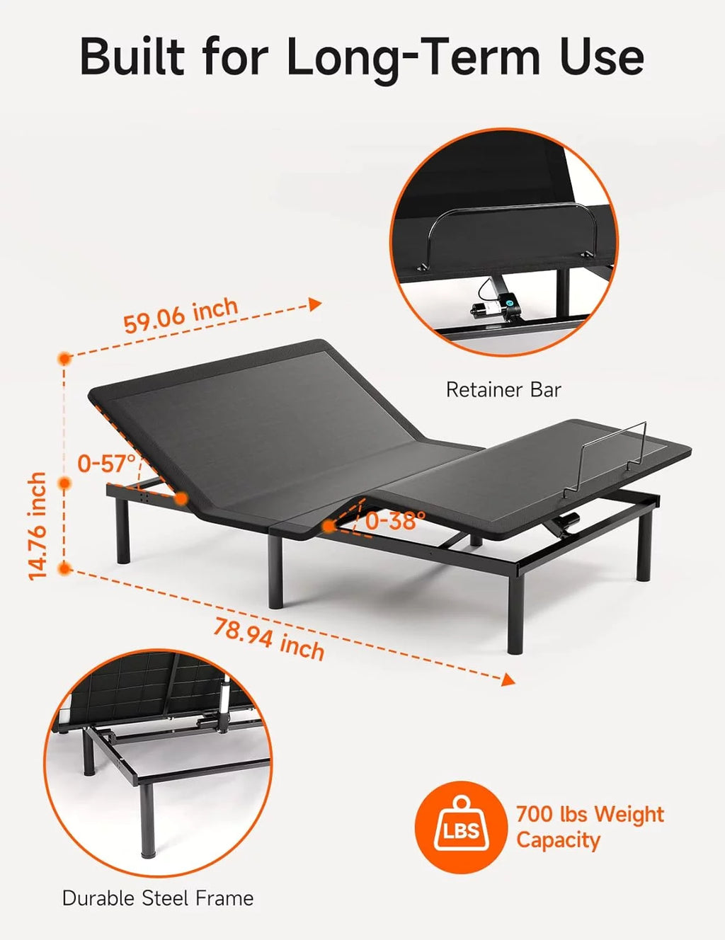 Queen Adjustable Bed Frame with Head and Foot Incline B9668