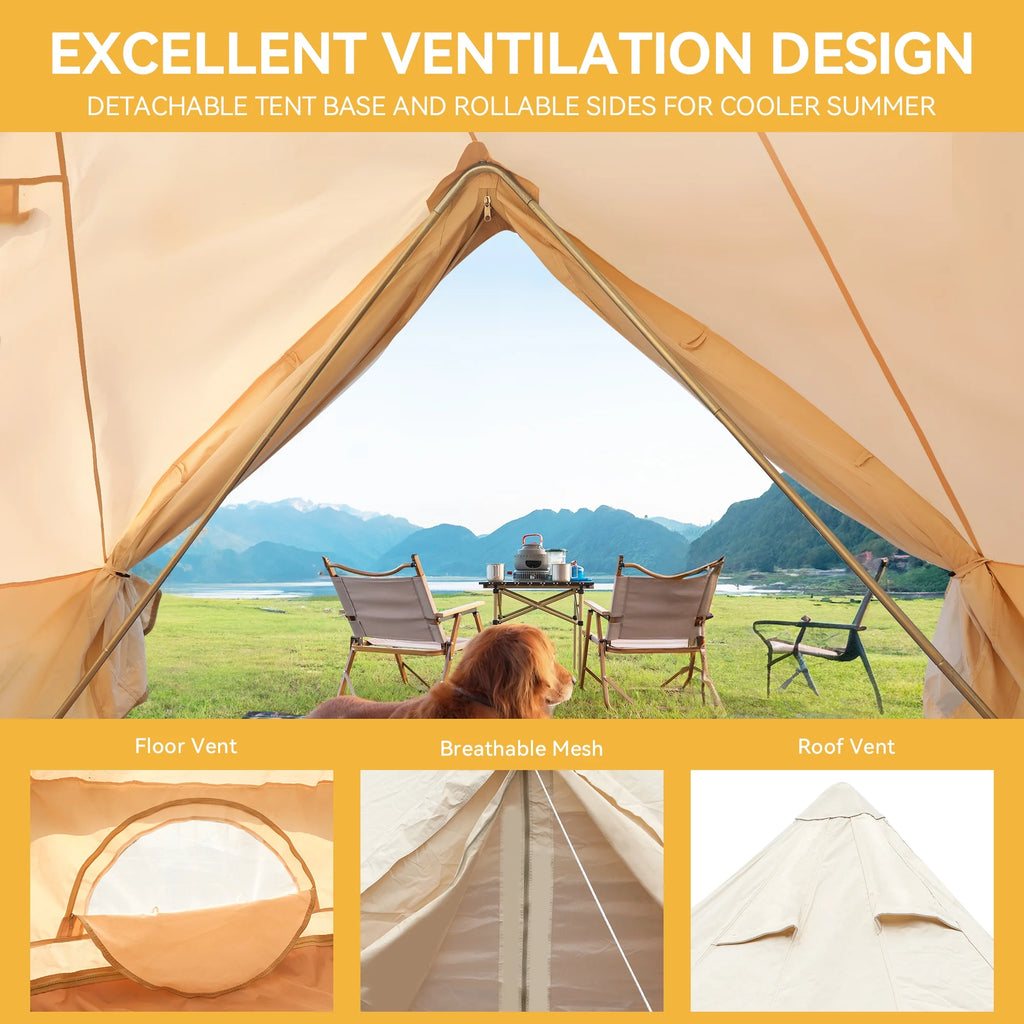 4 Seasons Waterproof Cotton Camping Tent with Stove Jacks G39919