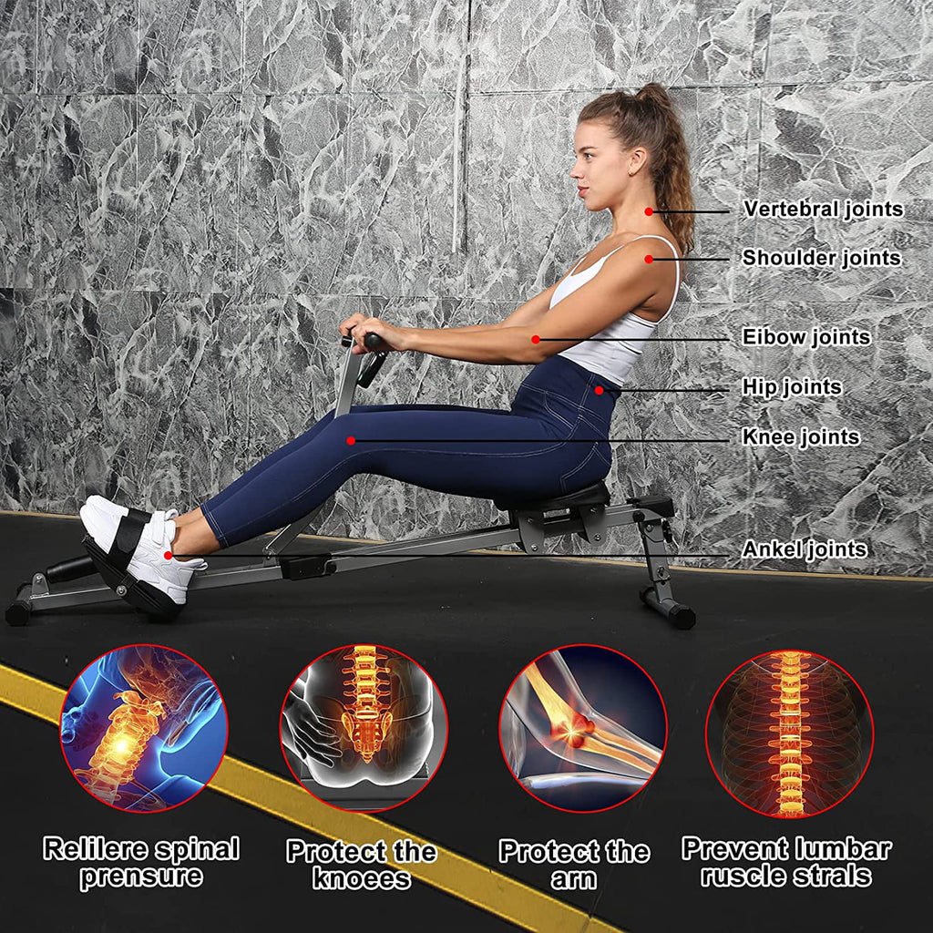 Rowing Machine with Digital Monitor Black I60982