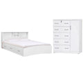White Queen Captains Bed & Tall Chest Wardrobe Set F931128