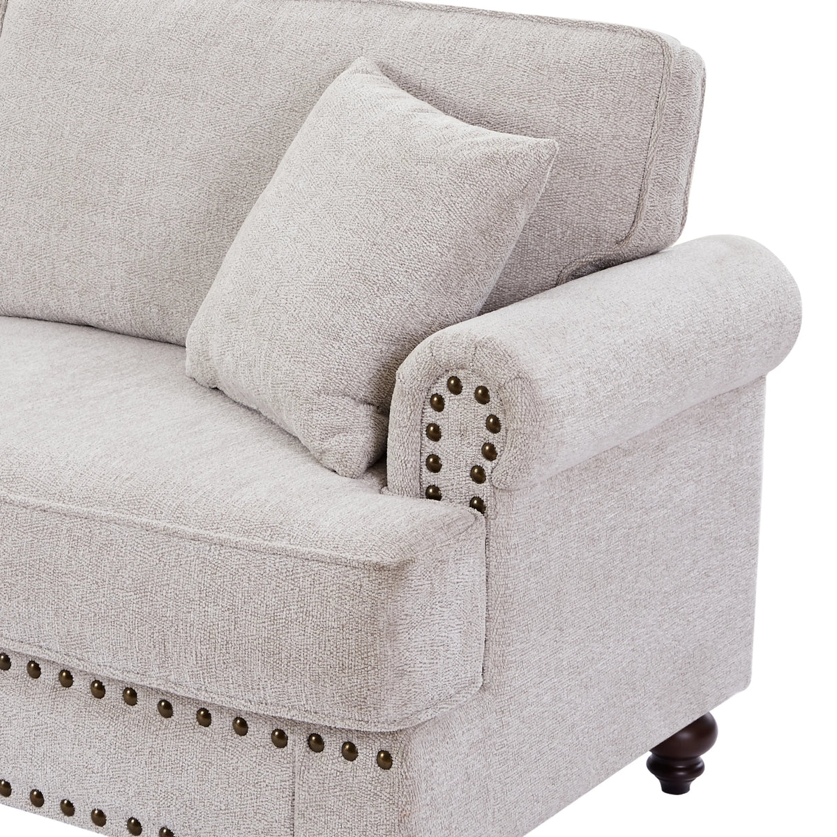 3 Seater Chenille Upholstered Sofa with Pillows O865