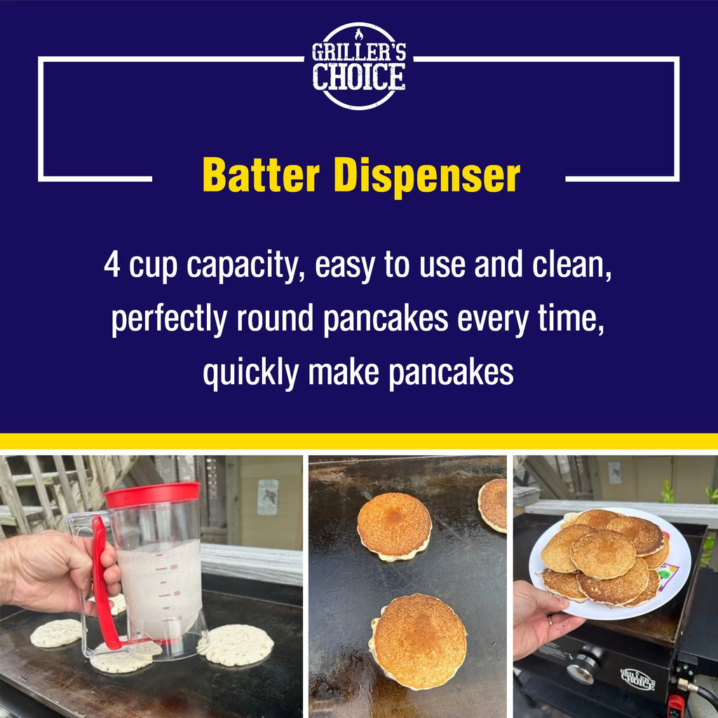 Pancake Batter Dispenser, Bacon Press, Egg Rings Breakfast Set B752
