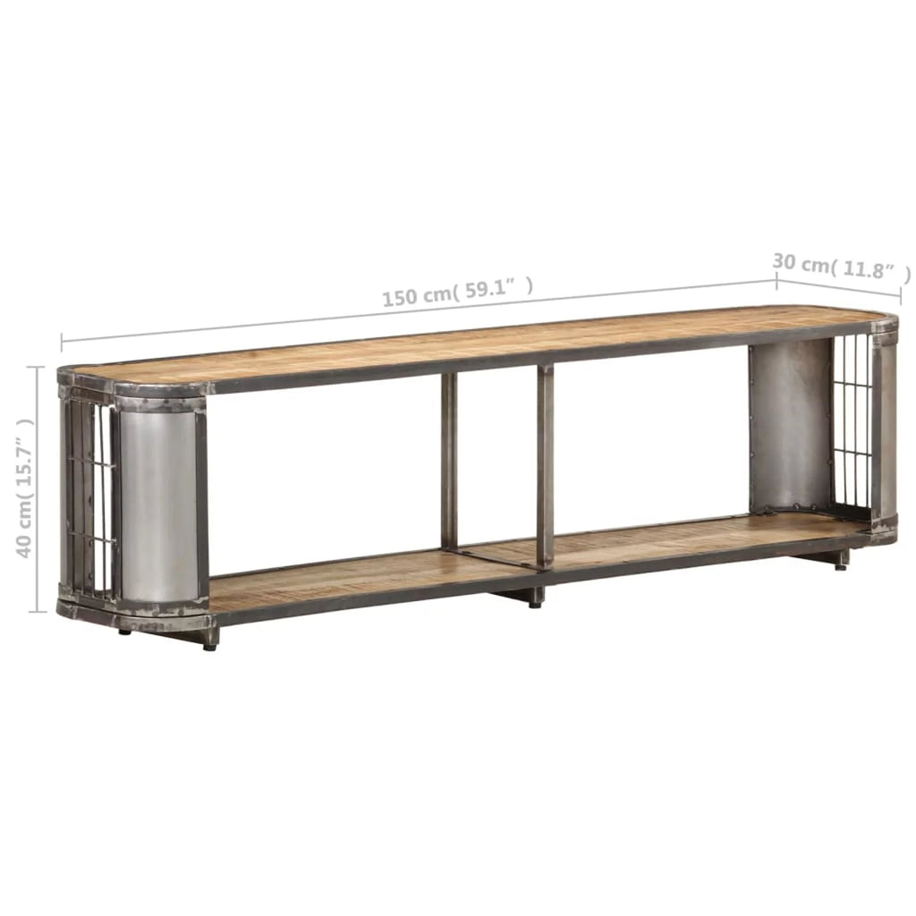 Solid Mango Wood TV Stand with Storage Shelf A7341