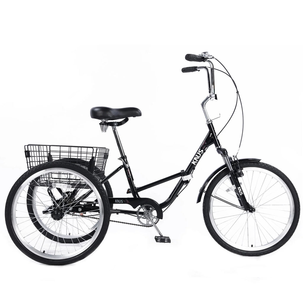 Black 3 Wheel Adult Folding Tricycle with Large Basket S369