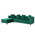 68 Inch Green Velvet Chaise Sofa with Nailhead Trim and Tufting Q33838