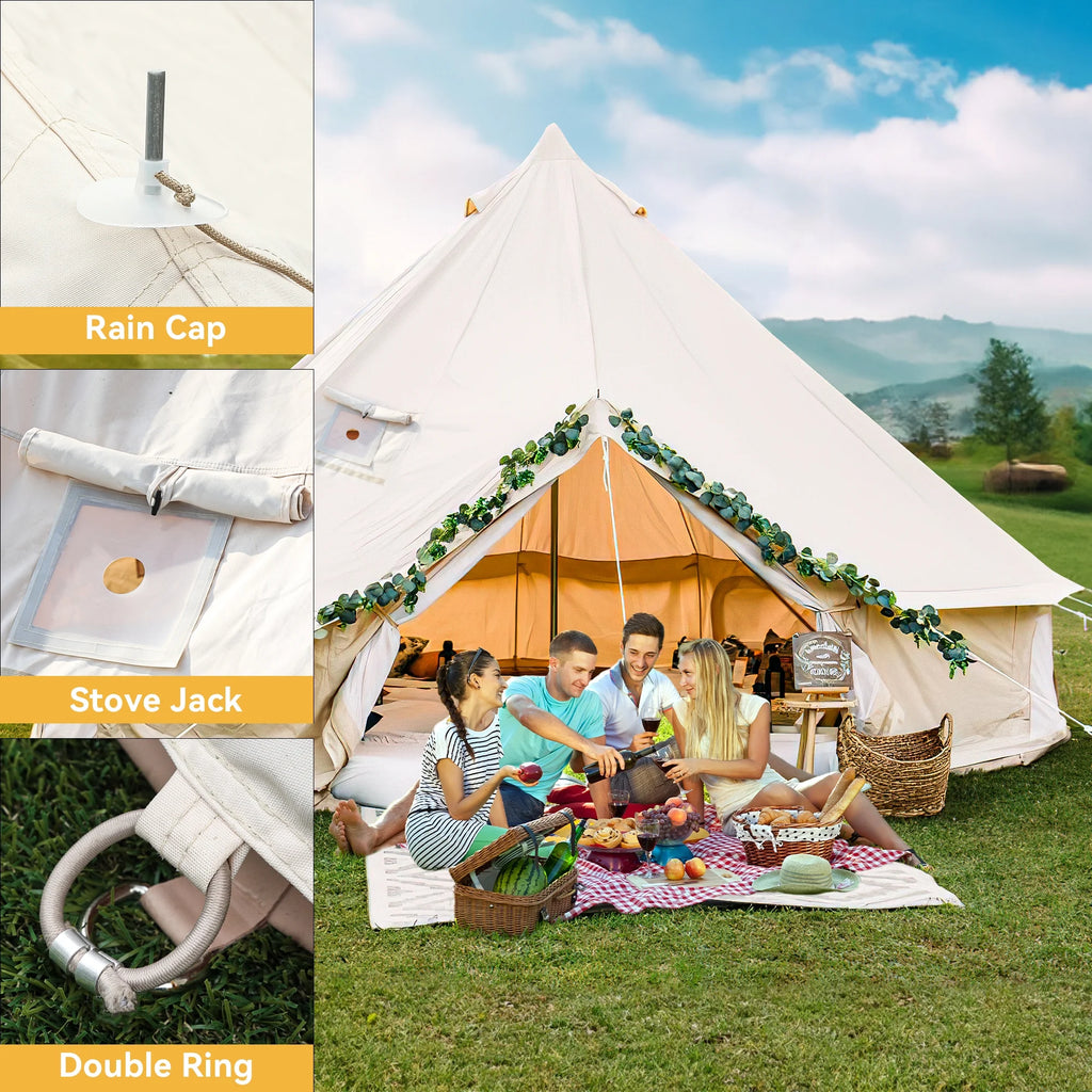 4 Seasons Waterproof Cotton Camping Tent with Stove Jacks G39919