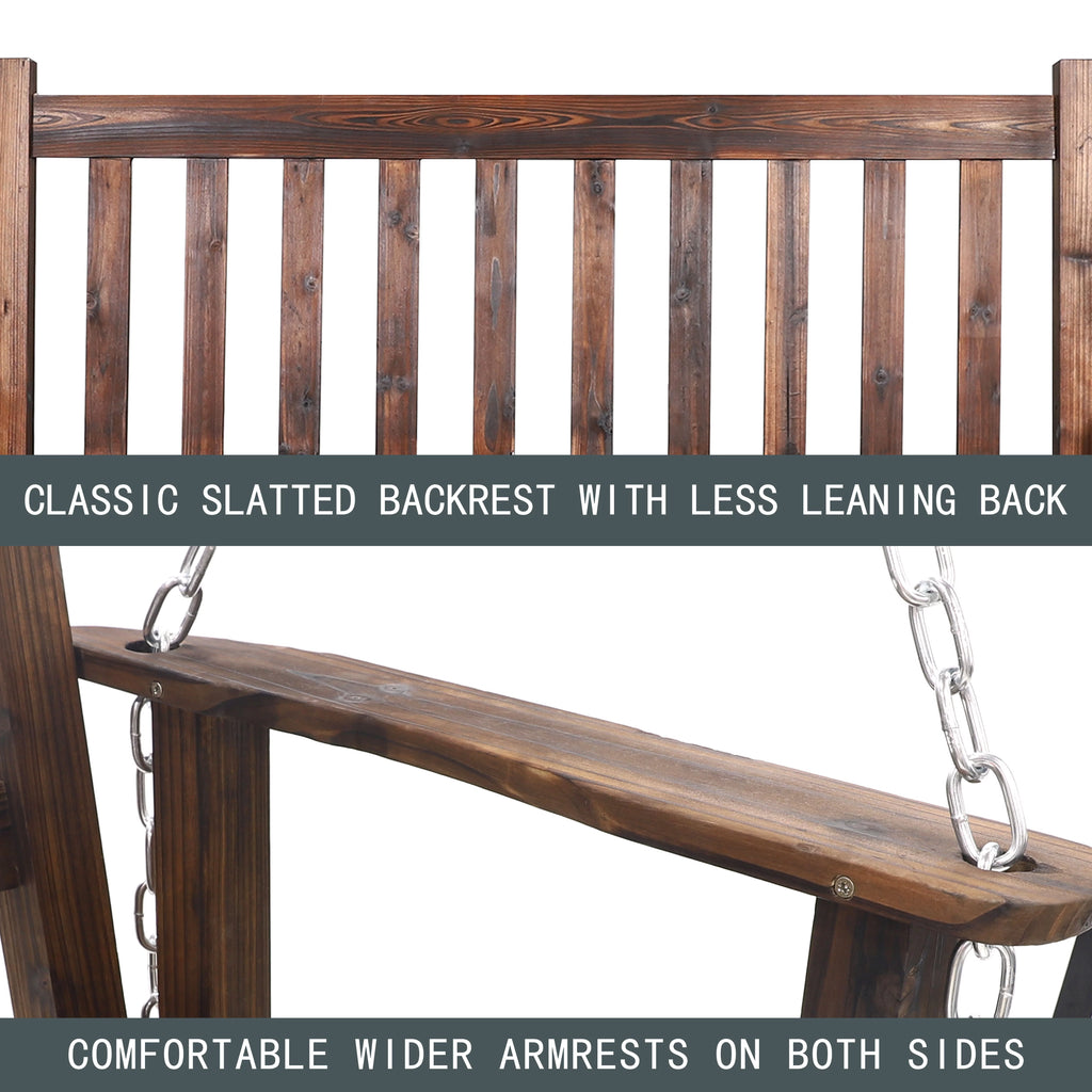 Wooden Porch Swing 4ft with Chains 2-person Swing Bench O609