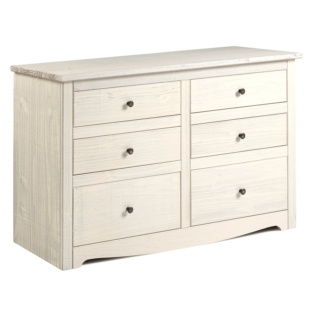 White 3+3 Drawer Wood Dresser L389
