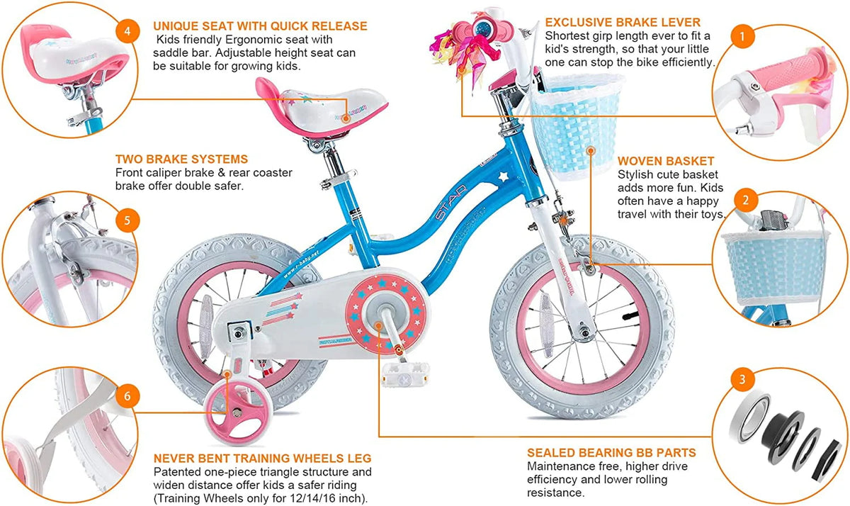 20 Inch Kids Bike with Kickstand Basket Blue I6186