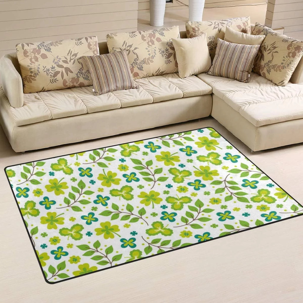 Lightweight Soft Area Rugs 60 x 39 inch Green Leaves J80641