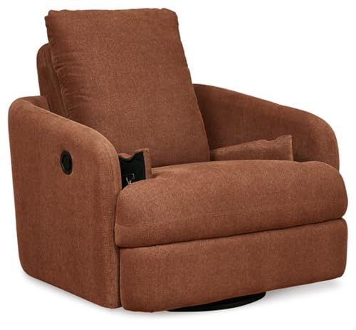Orange Swivel Glider Rocker Recliner with 2 Bolster Pillows B674681