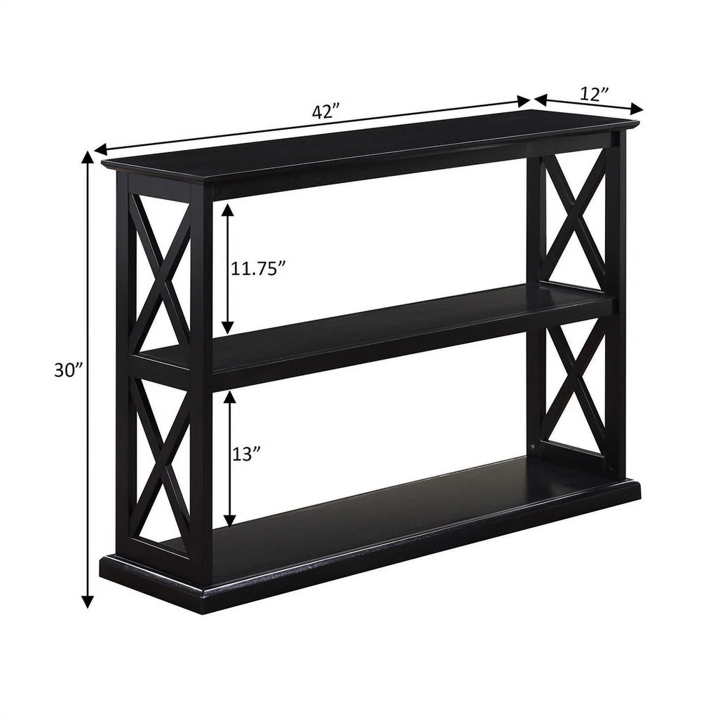 Black Wood Console Table with Shelves I5472