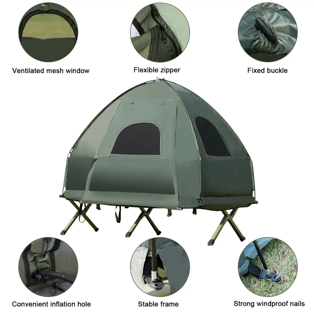 Folding Camping Tent Cot with Sleeping Bag & Air Mattress A178