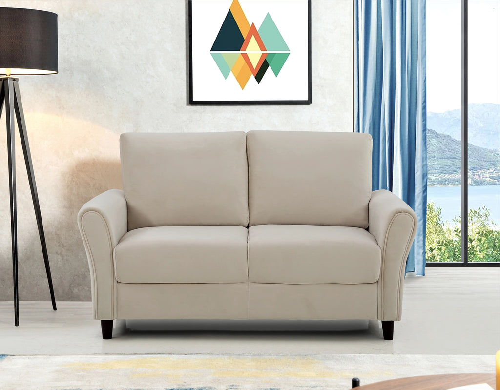 Ivory Velvet Sofa and Loveseat A2358