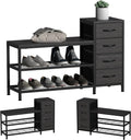 3 Tier Shoe Storage Bench with 4 Fabric Drawers O220649