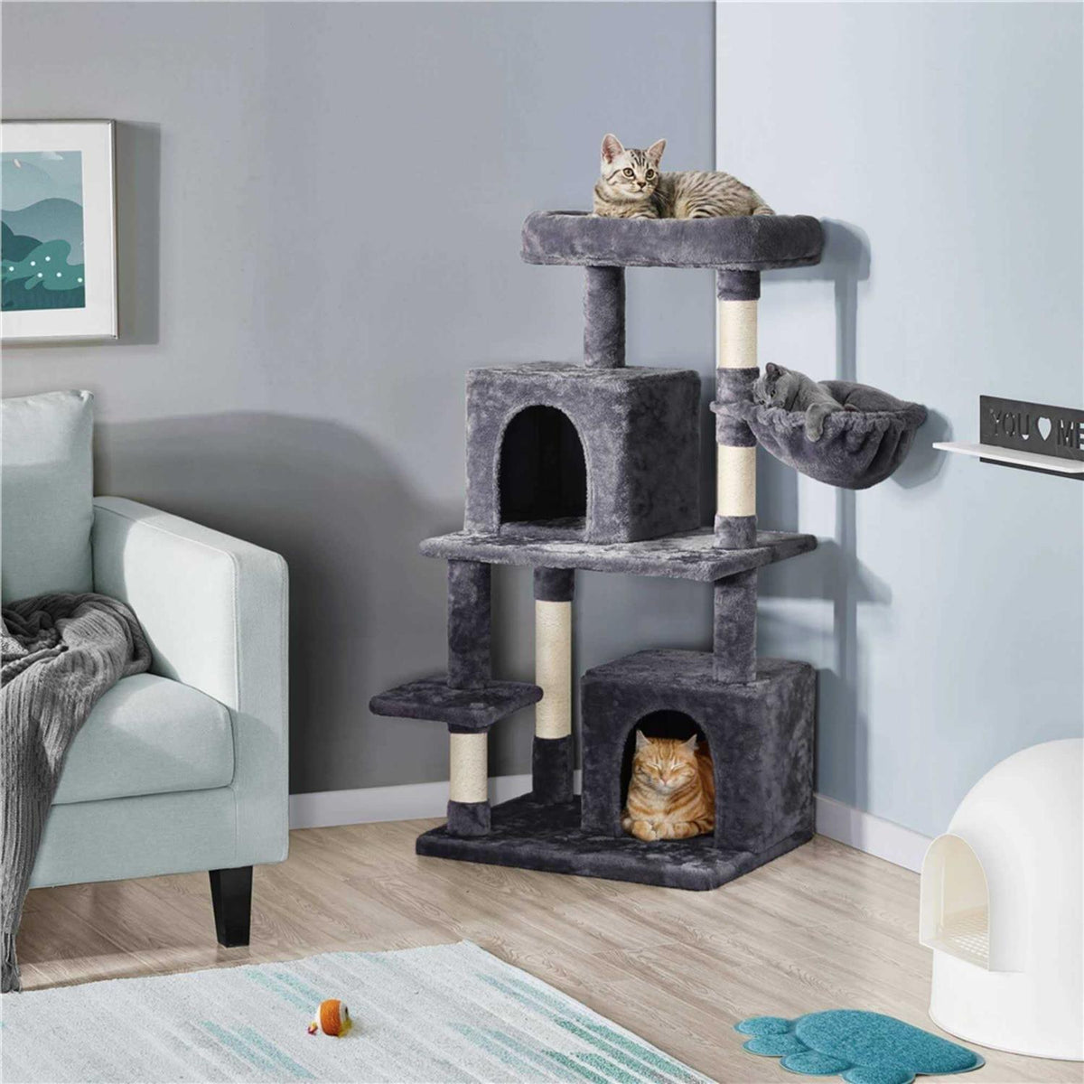 Gray Cat Tree with Two Condos G73432