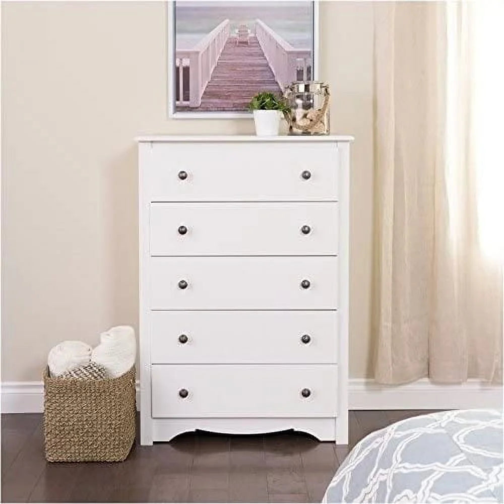 45 Tall 5 Drawer Bedroom Chest with Metal Knobs K206734
