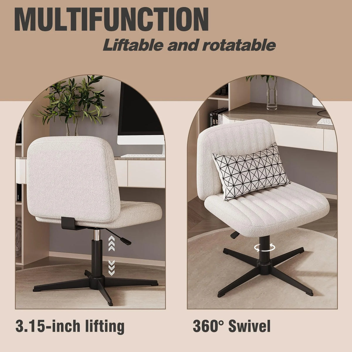 Armless Wide Seat Ergonomic Swivel Office Chair P824