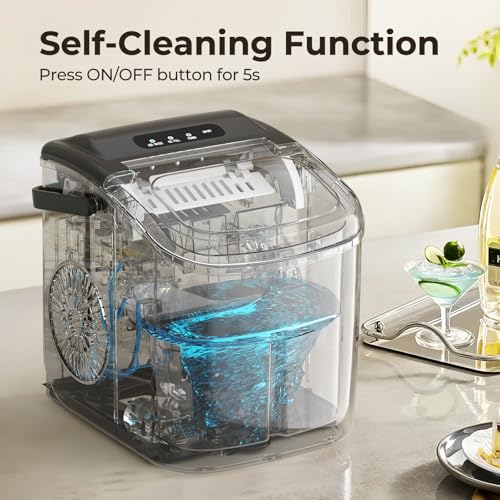 Portable Countertop Ice Maker with Carry Handle, Black, Green S979